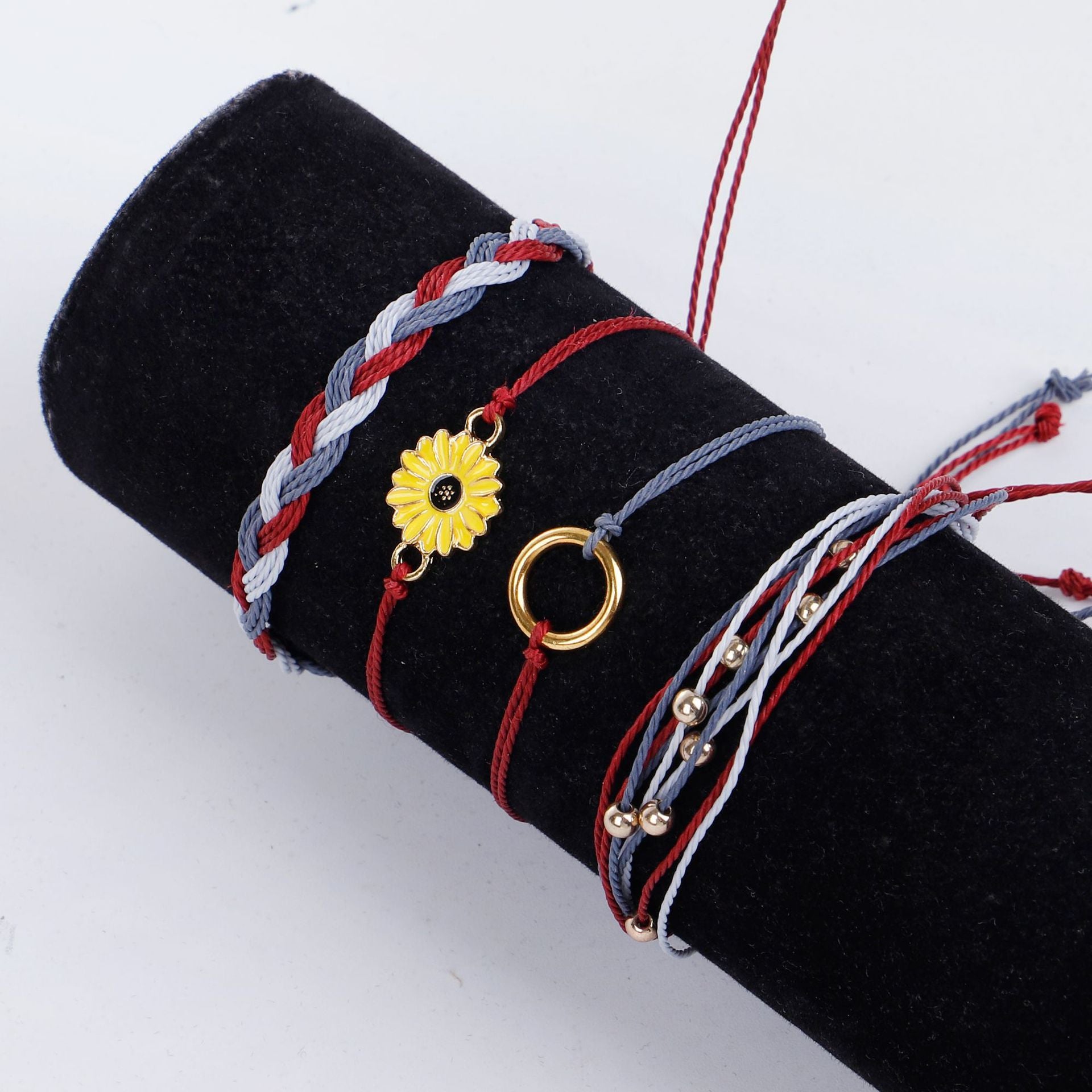 Wholesale Small Daisy Wax Thread Beads Bracelet Set